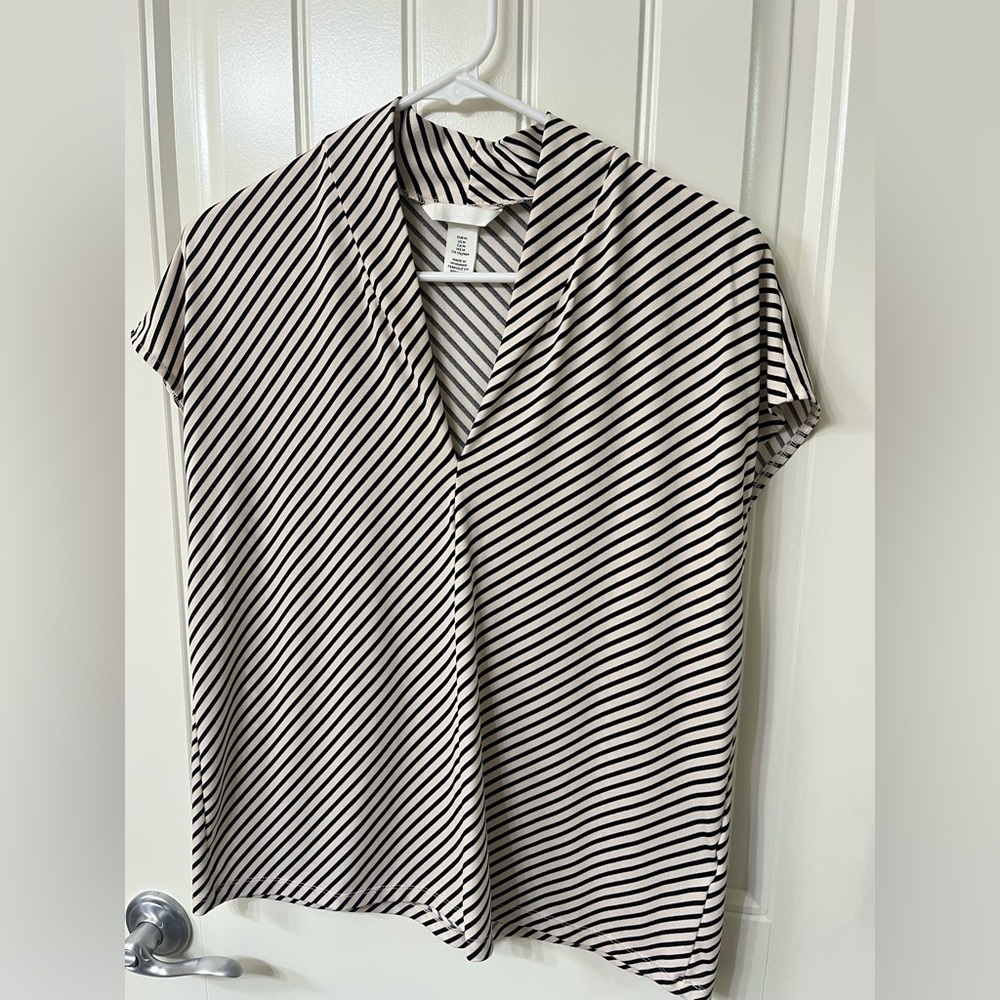 H&M Black and White Striped Blouse